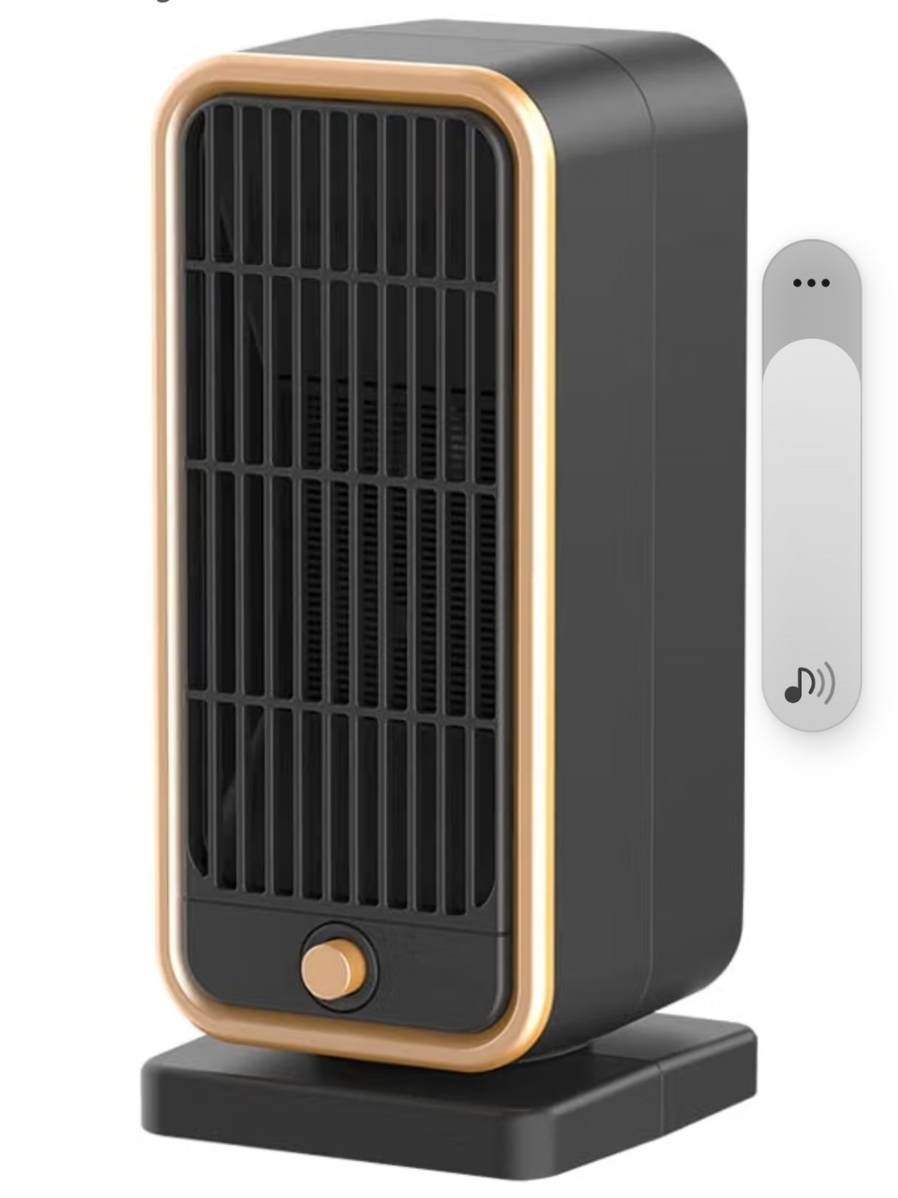 Portable Space Heater with Gold Trim - Charcoal Black